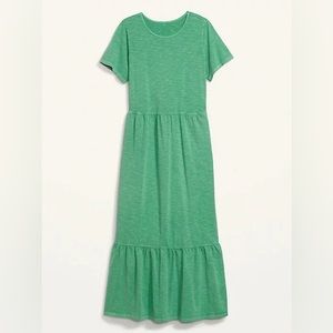 Old navy Short-Sleeve Tiered Slub-Knit Midi Swing Dress for Women